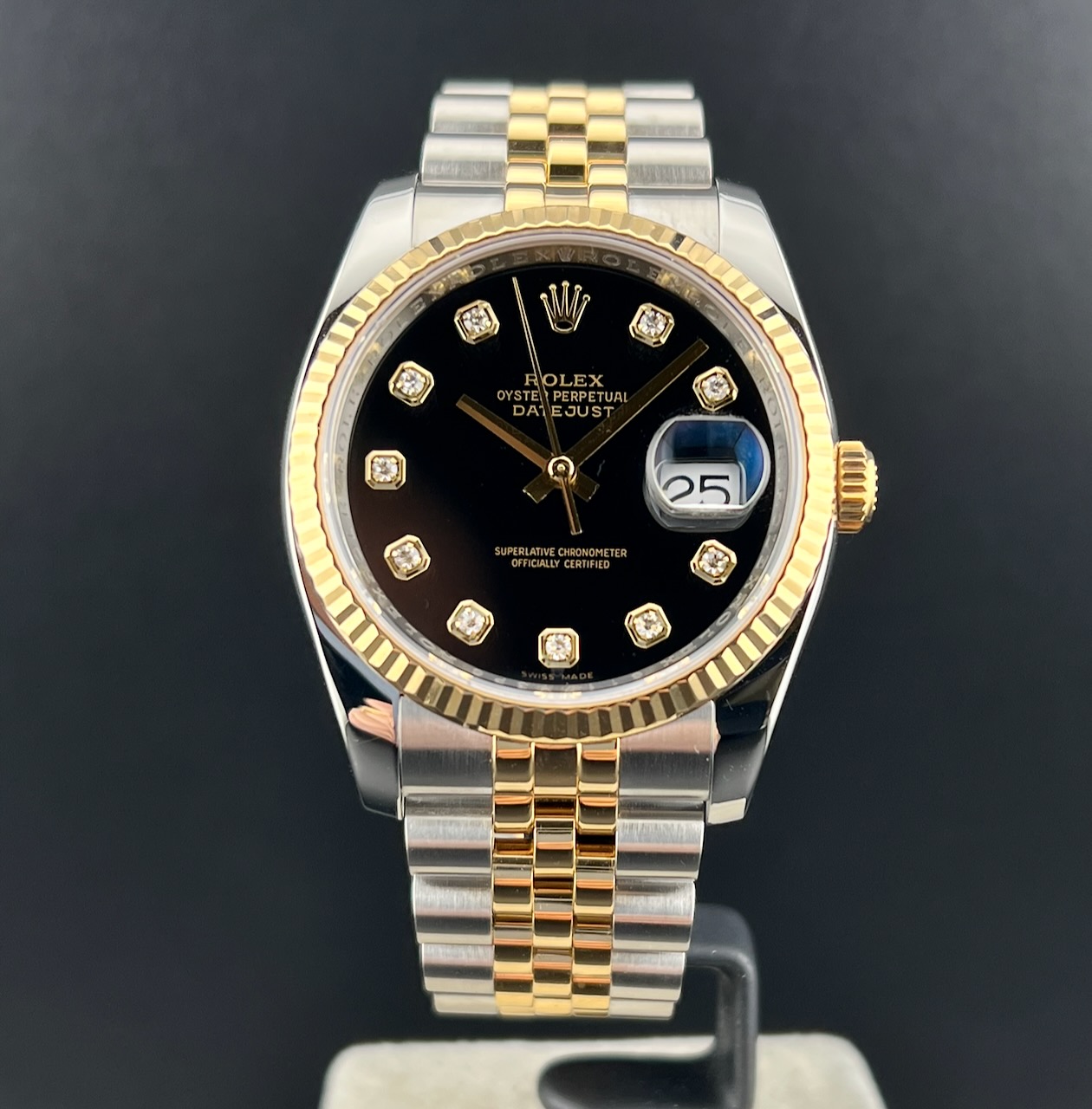 Rolex Datejust 36mm Acciaio/oro Nero Brillanti